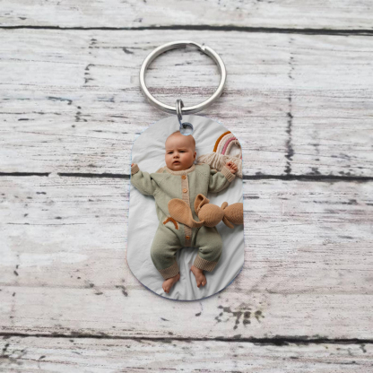 Personalisierte Namen & Datum & Uhr & Foto Schlüsselanhänger für Papa