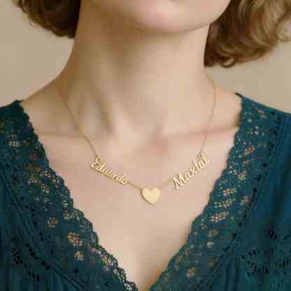 Personalisierte 2 Namen mit Gravuren Herz Halskette
