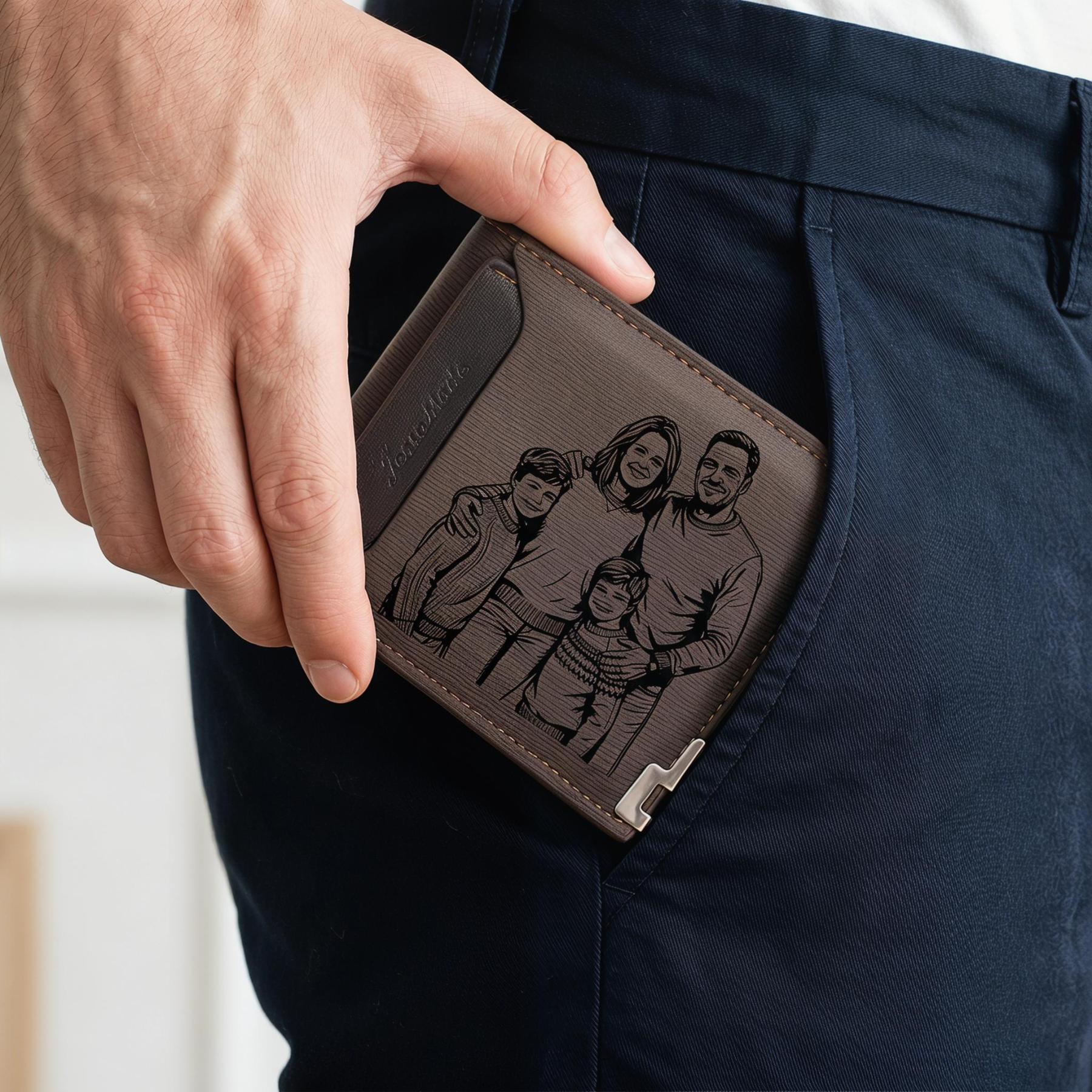 Personalisierte Herren Geldbörse mit Fotogravur und Monogramm