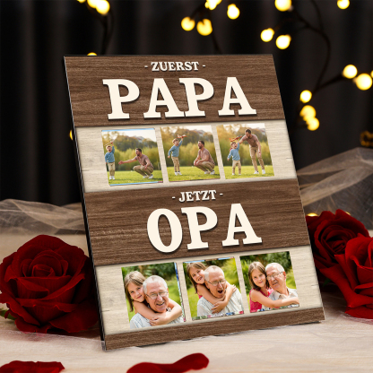 Holzbild-Personalisierte 6 Fotos-zuerst Papa, jetzt Opa