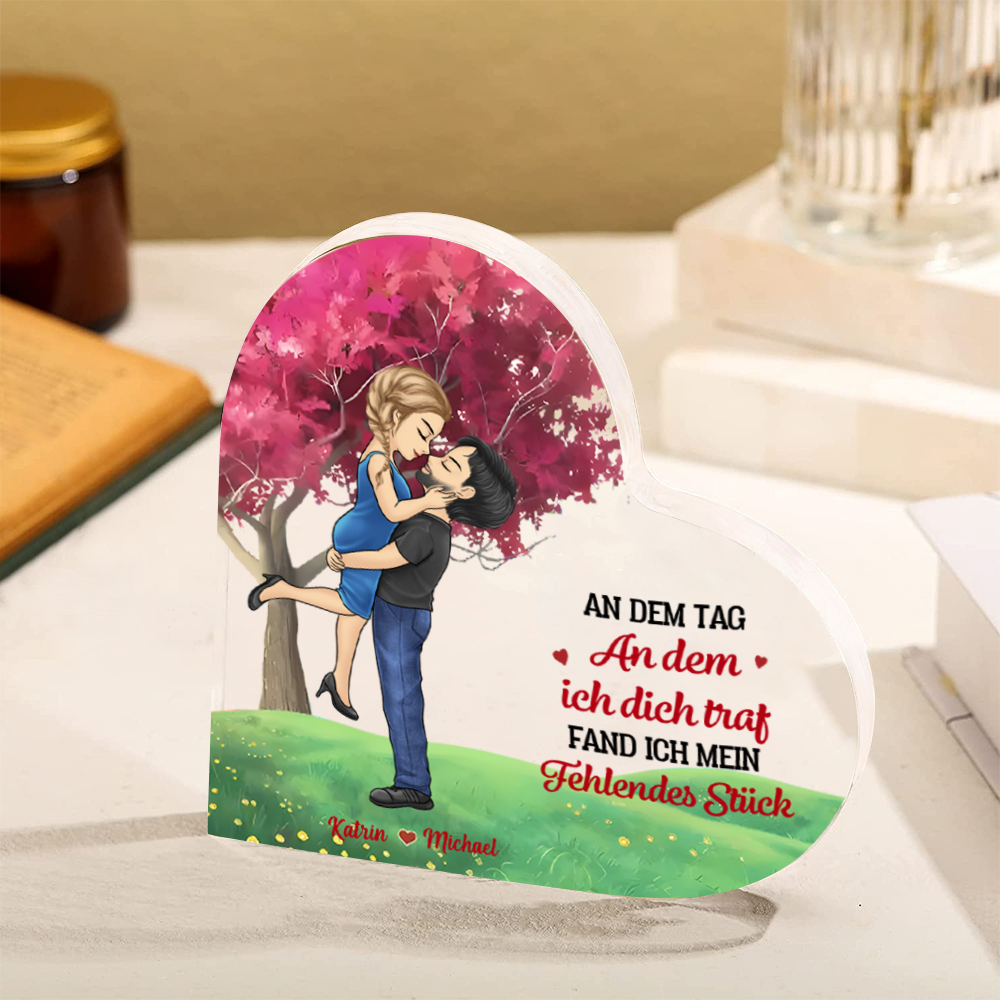 Personalisierte 2 Namen Herz Acryl-Deko Schreibtischdekoration –Ich liebe dich für immer und ewig– Geshenk für Paar