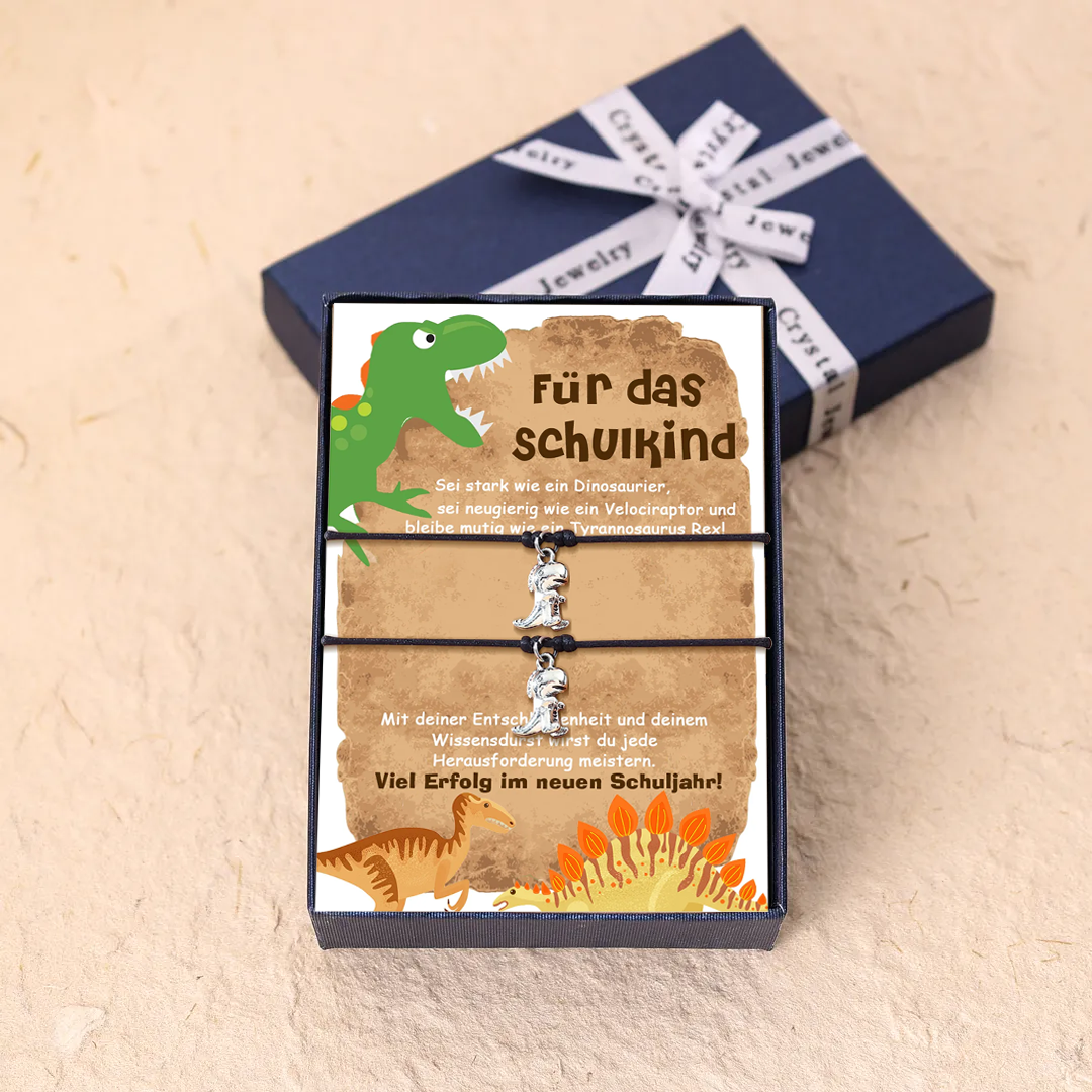 Dinos Armbänder Set- Für das Schulkind Sein stark wie Dinosaurier-Schulanfang Geschenk mit Nachrichtenkarte