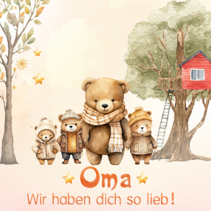 Personalisierte 3 Namen Gravur OMA Halskette mit 3 Geburtssteinen-Oma Wir haben dich so lieb-Geschenk mit Nachrichtenkarte