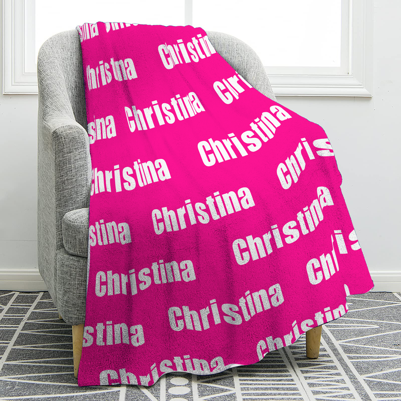 Personalisierte 1 - 10 Namen & Text  Bärenmotiv Flanell Decke für Oma Familie