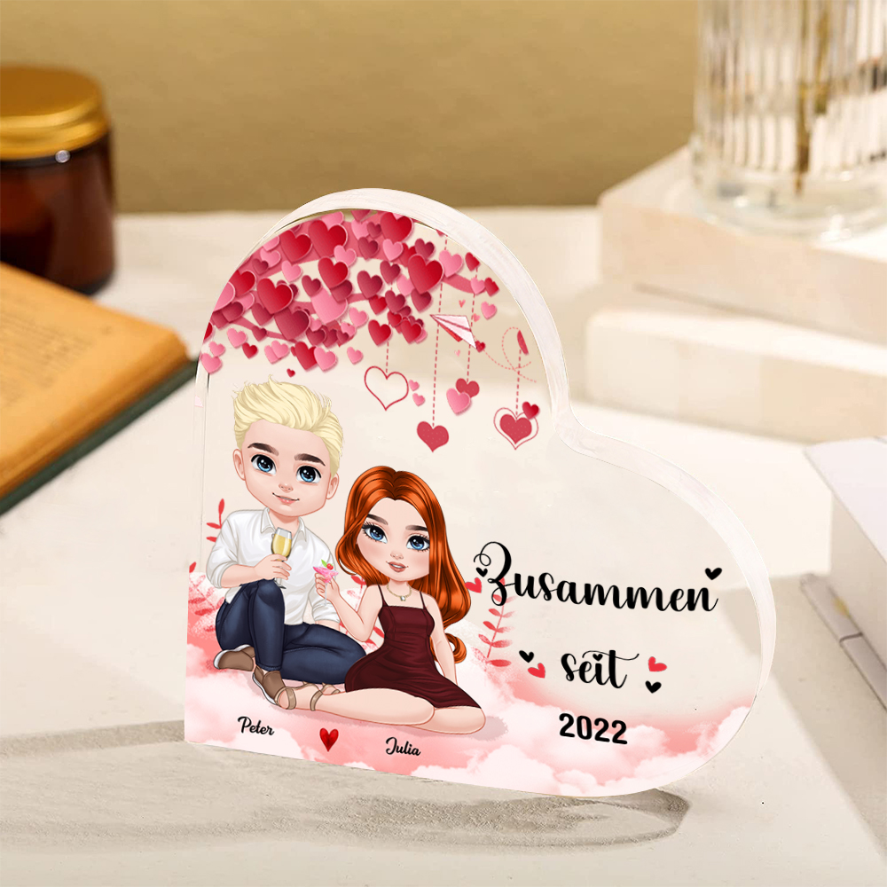 Personalisierter Text & 1 Name & Geburtsblume Herz Acryl-Deko für Oma Großmutter