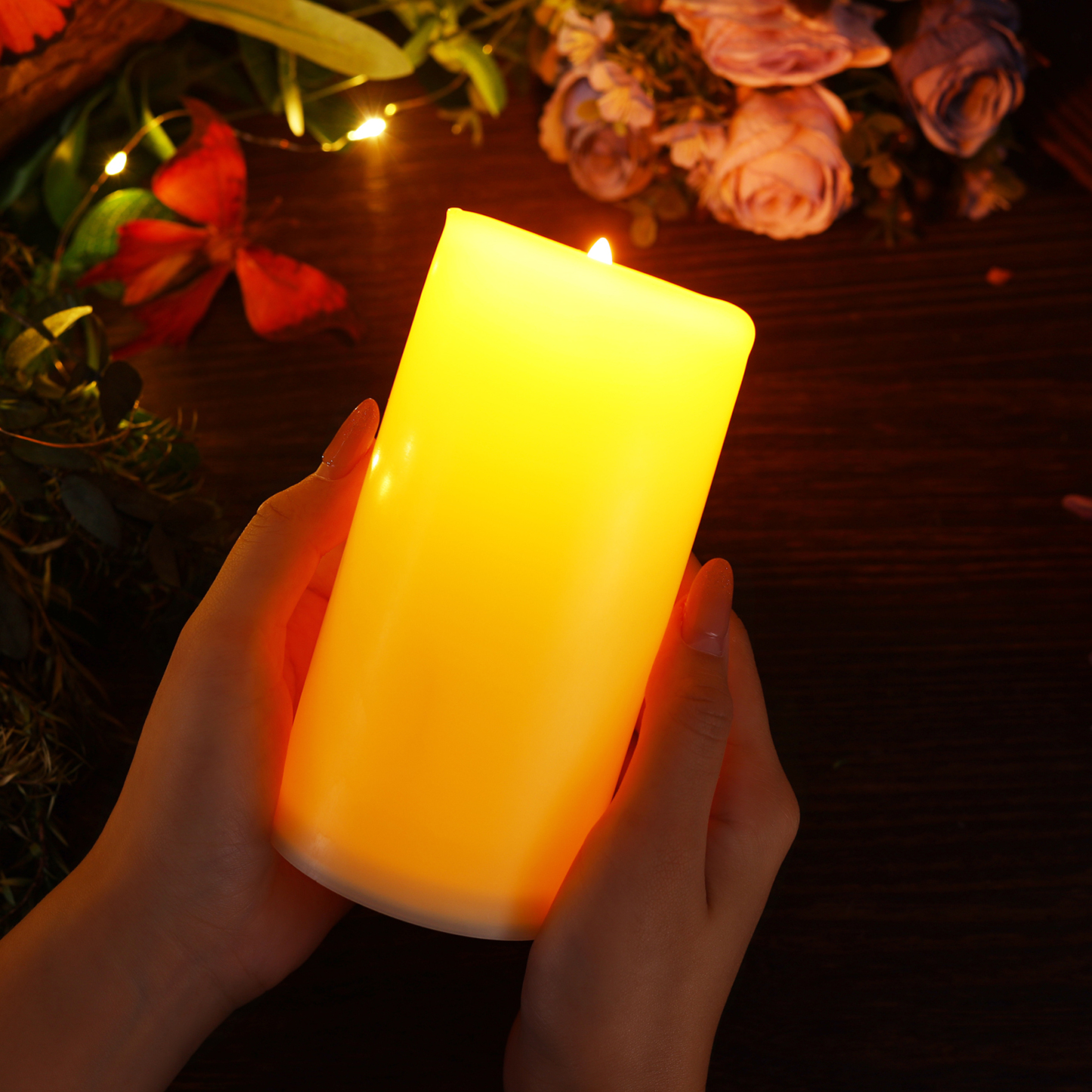 Personalisierbarer Name & Foto & Datum LED-Gedenk-Kerze mit Engelsflügeln – Dein Licht wird immer in meinem Herzen leuchten.