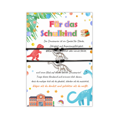 Dinos Armbänder Set- Für das Schulkind-Schulanfang Geschenk mit Nachrichtenkarte
