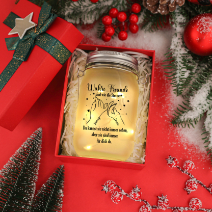 Personalisierte 2 Namen Licht-Wahre Freunde sind wie die Sterne-Gedenken Glasflaschen Weihnachten Licht für Freunde
