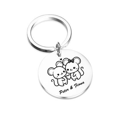 Personalisierter Text Mäusepaar Schlüsselanhänger - Mein lieber Mäuserich, hab dich ganz doch lieb - Schlüsselanhänger & Geschenkkarte Set