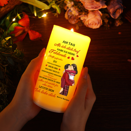Personalisierte 2 Namen LED-Kerze – Am Tag, als ich dich traf, habe ich meine fehlende Hälfte gefunden. – Romantisches Geschenk für Paar