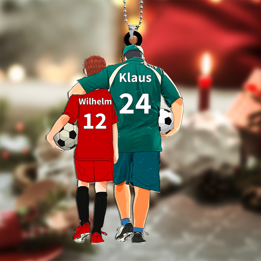 Personalisierter Acryl-Anhänger mit Fußball-Motiv für Papa & Kind