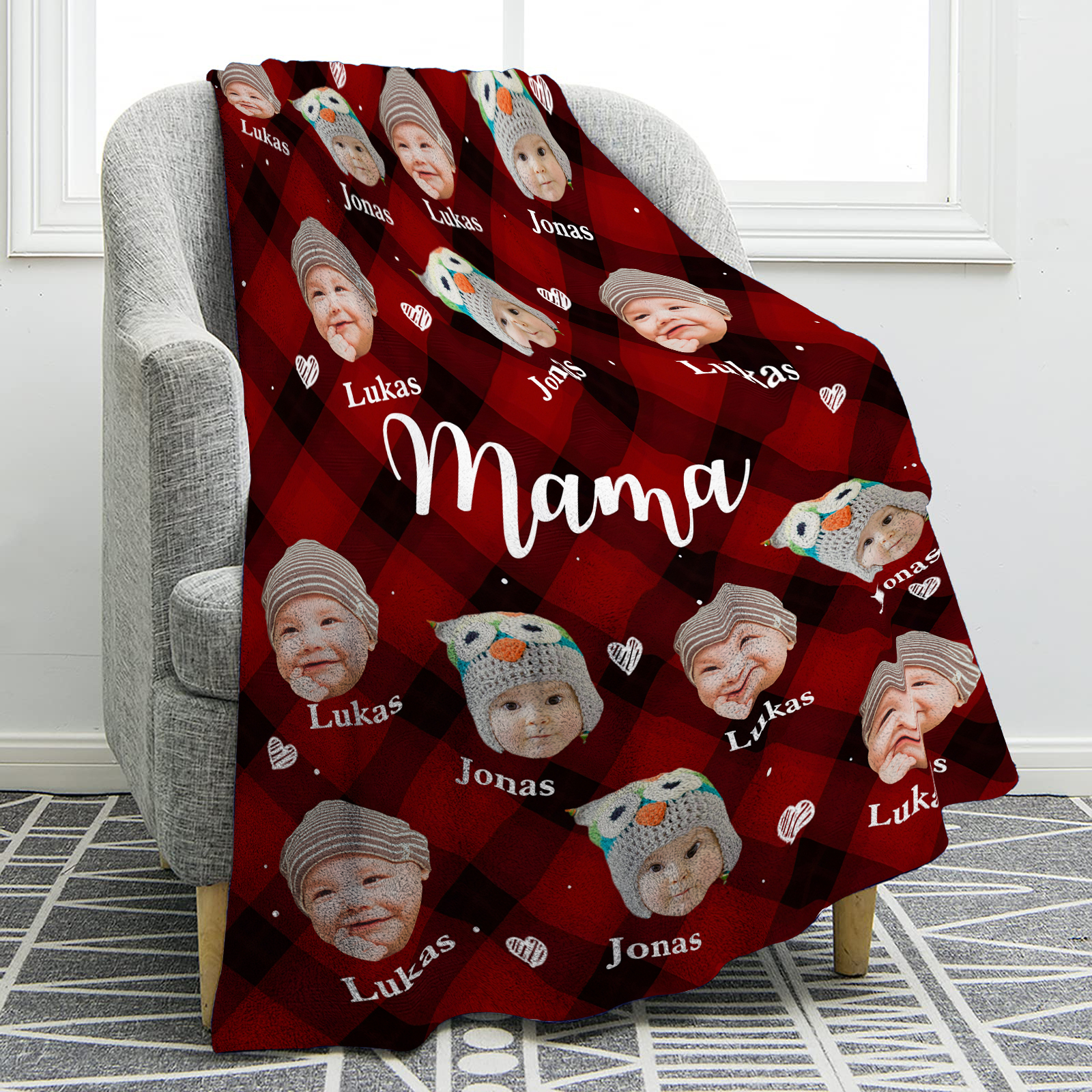 Personalisierte mit Foto & Name Flanell-Decke – Kuschelige & Herzliche Geschenkidee für Mama/Oma