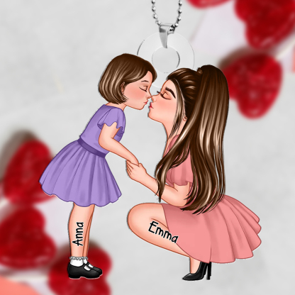 Personalisierter Schlüsselanhänger aus Acryl -Mama & Tochter