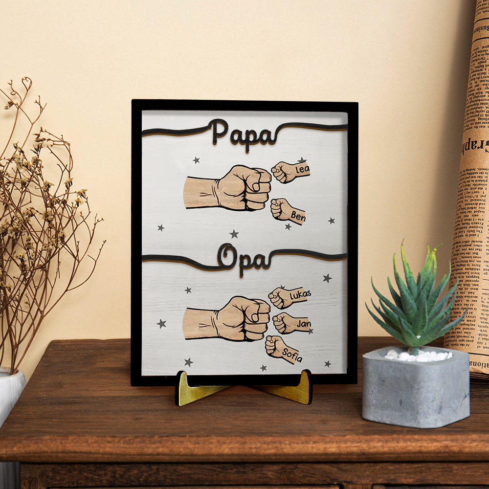 Holzbild-Personalisierte Name & Faust-Geschenk für Vater