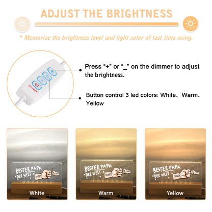 Personalisierte 2 Namen PAPA Faust Nachtlicht Geschenk für Vater-Bester Papa der Welt