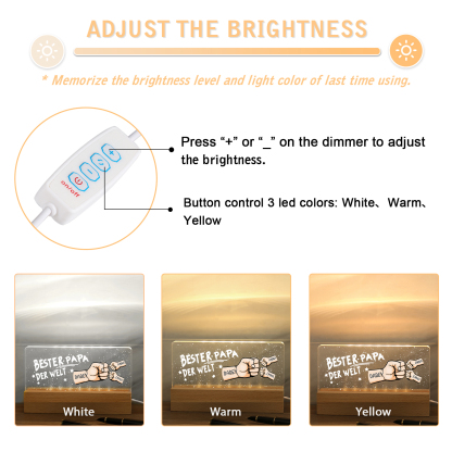 Personalisierte 3 Namen PAPA Faust Nachtlicht Geschenk für Vater-Bester Papa der Welt