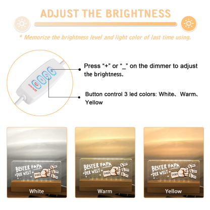 Personalisierte 4 Namen PAPA Faust Nachtlicht Geschenk für Vater-Bester Papa der Welt