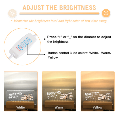 Personalisierte 5 Namen PAPA Faust Nachtlicht Geschenk für Vater-Bester Papa der Welt