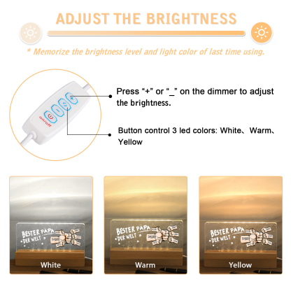 Personalisierte 6 Namen PAPA Faust Nachtlicht Geschenk für Vater-Bester Papa der Welt