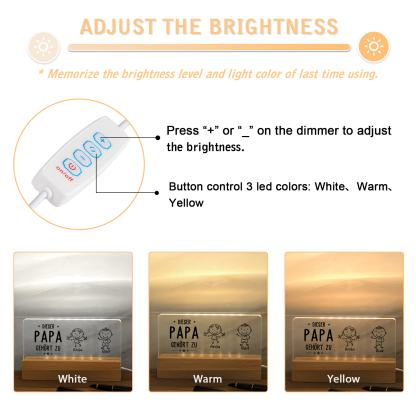 Personalisierte 2-6 Namen & Muster Nachtlicht Geschenk für Vater-Diese Papa gehört zu........