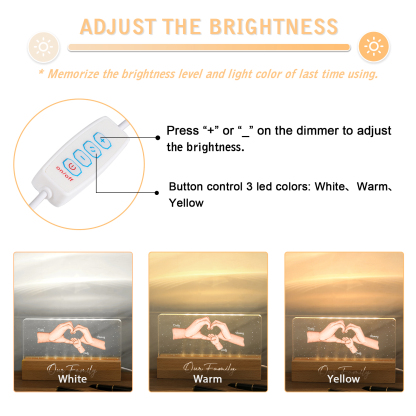 Personalisierte 3 Namen & Text PAPA Hand in Hand Nachtlicht Geschenk für Vater-Unsere Familie