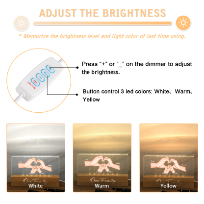 Personalisierte 5 Namen & Text PAPA Hand in Hand Nachtlicht Geschenk für Vater-Unsere Familie