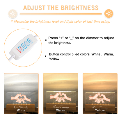 Personalisierte 6 Namen & Text PAPA Hand in Hand Nachtlicht Geschenk für Vater-Unsere Familie