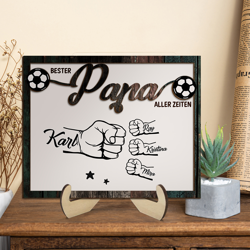 Holzbild-Personalisierte Name & Faust-Bester Papa aller Zeiten-Geschenk für Vater