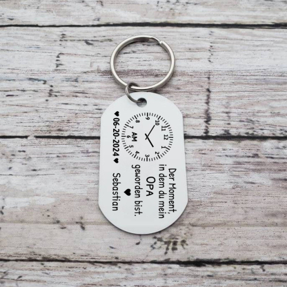 Personalisierte Namen & Datum & Uhr & Foto Schlüsselanhänger für Opa