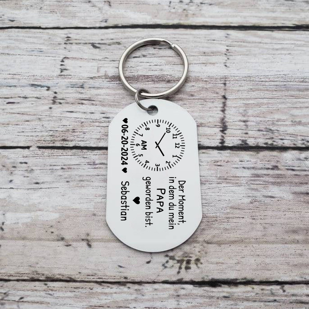 Personalisierte Namen & Datum & Uhr & Foto Schlüsselanhänger für Papa