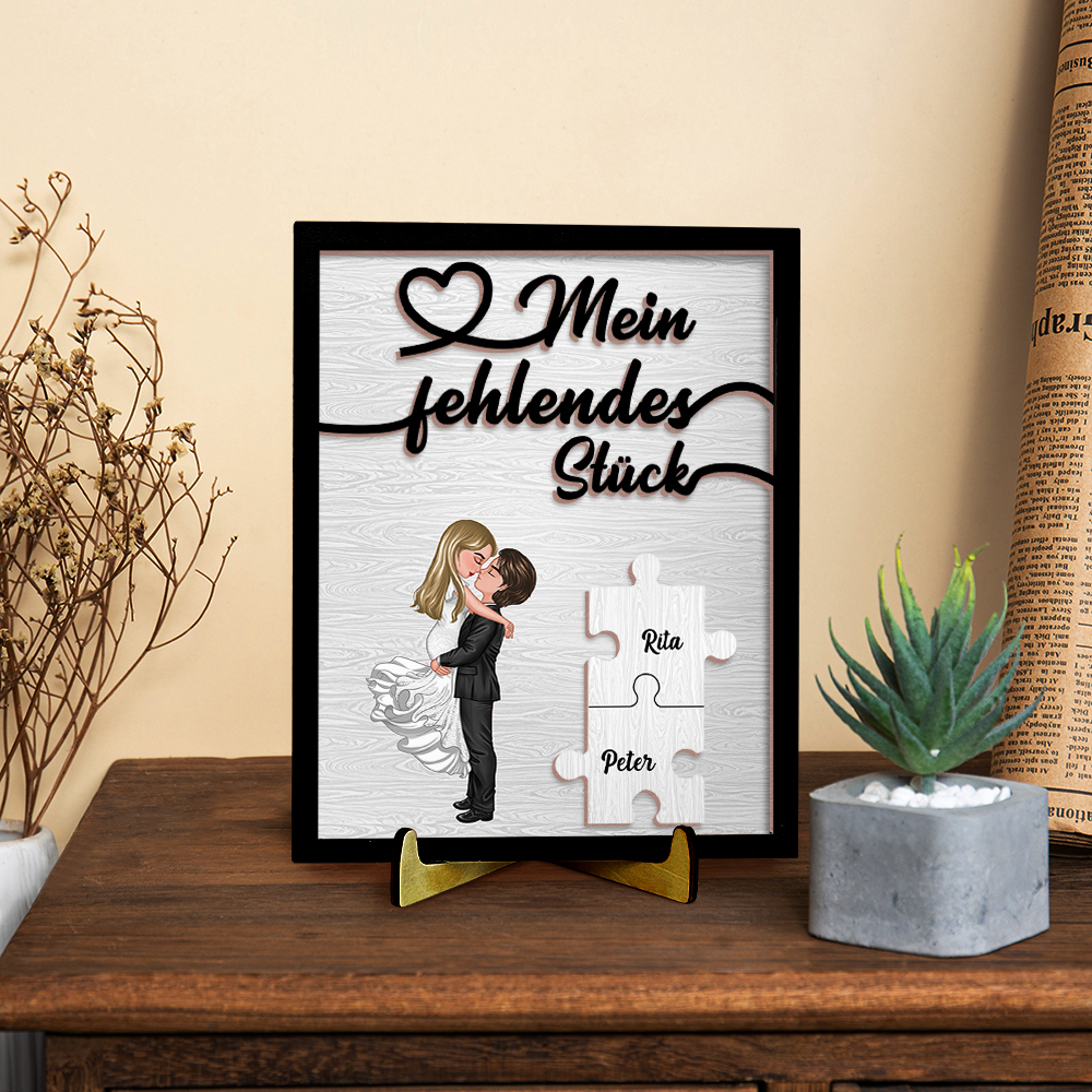 Pärchen Holzbild-Personalisierter 2 Namen Mein fehlendes Stück Puzzle Holzdekoration-für Paare