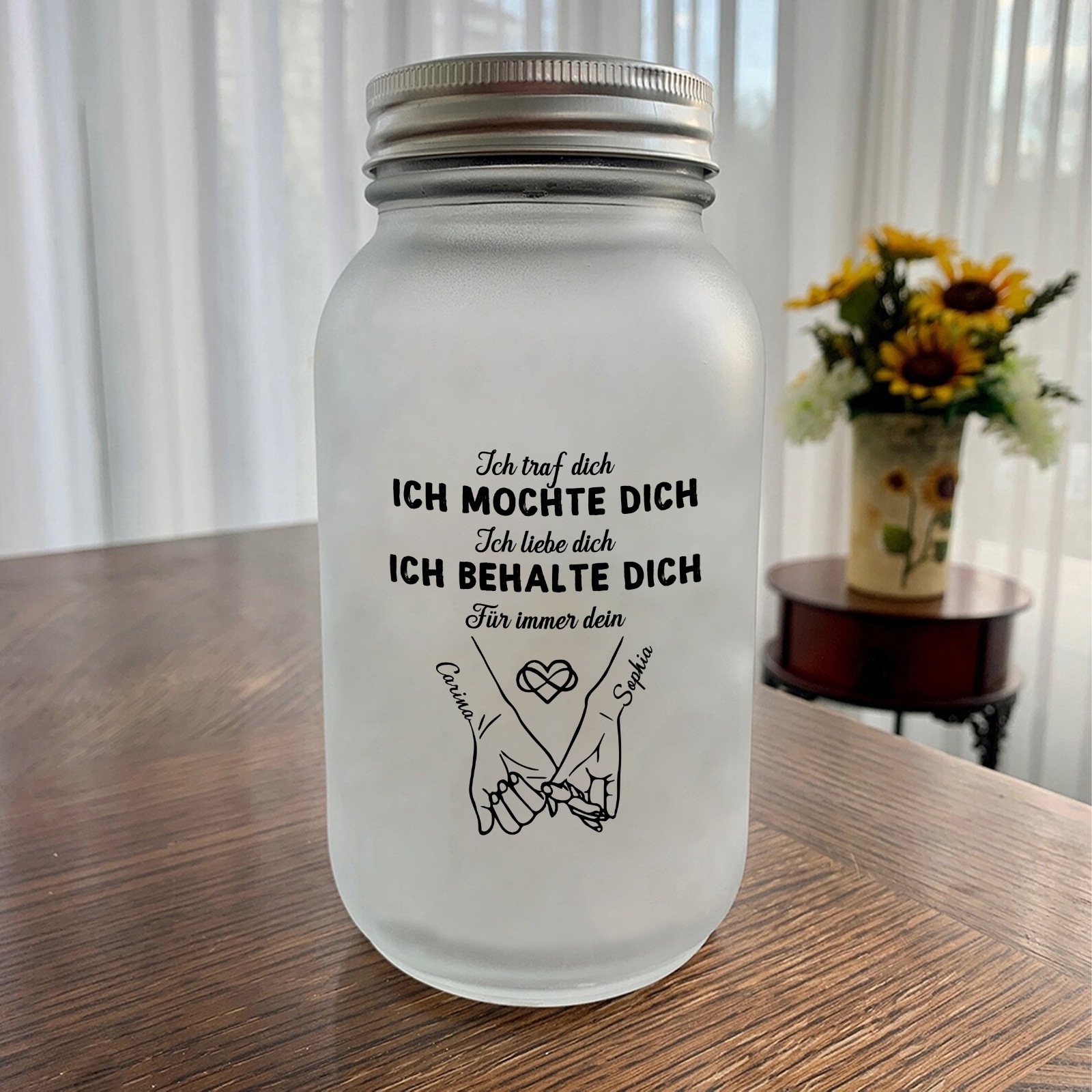 Personalisiertes LED Flaschenlicht‑Nachtlicht mit Namen, Datum für Paare