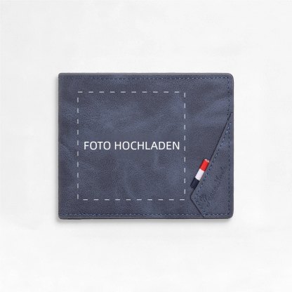 Personalisierte Herren‑Geldbörse mit Foto‑Gravur oder Monogramm Initiale