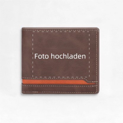 Personalisierte Herren Geldbörse mit Foto, Namen und Initiale aus Leder
