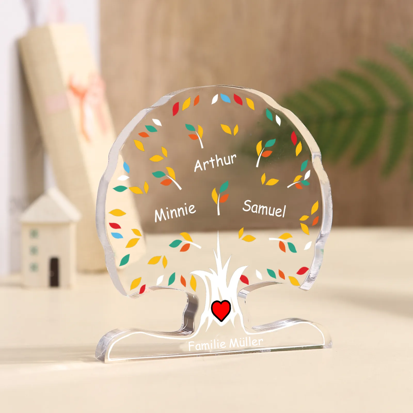 Personalisierte 2-6 Namen & Text Familienstammbaum-Acryldeko Schreibdekoration – Liebevolles Geschenk für Familie