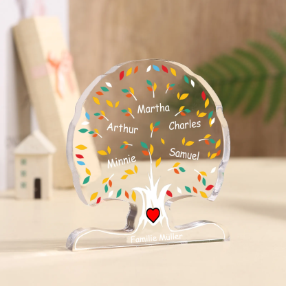 Personalisierte 2-6 Namen & Text Familienstammbaum-Acryldeko Schreibdekoration – Liebevolles Geschenk für Familie