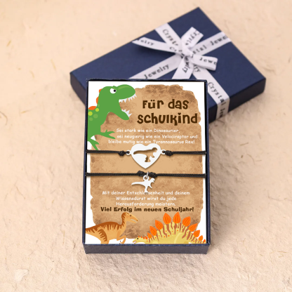 Dinos Armbänder Set- Für das Schulkind Viel Erfolg in neuen Schuljahr-Schulanfang Geschenk mit Nachrichtenkarte