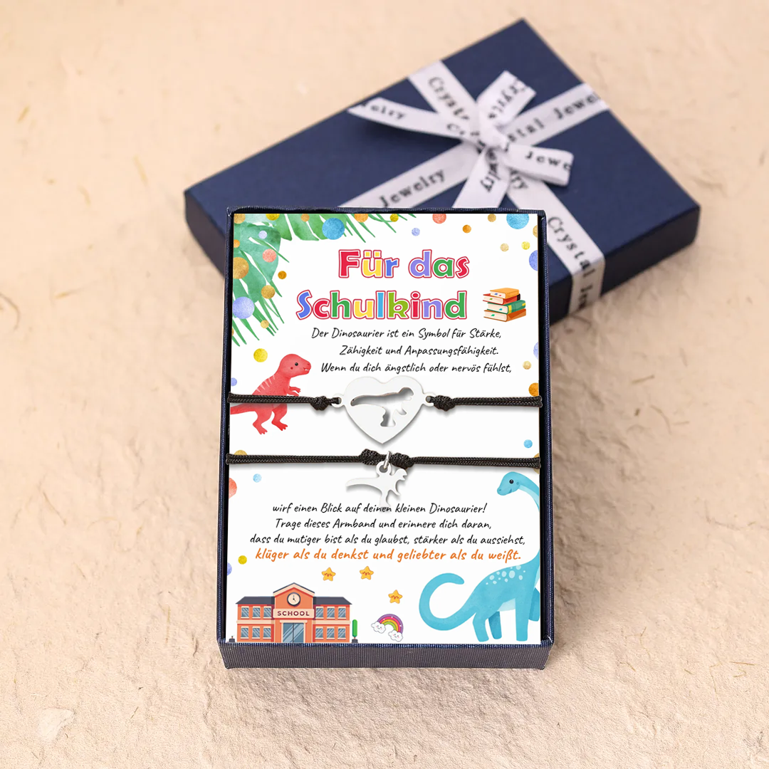 Dinos Armbänder Set- Für das Schulkind-Schulanfang Geschenk mit Nachrichtenkarte