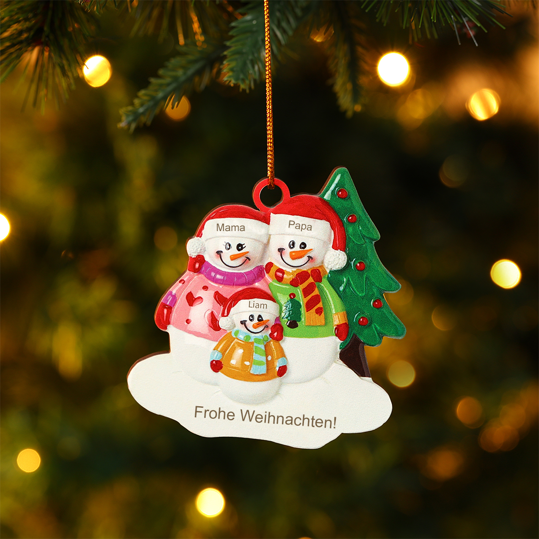 Holz Personalisierter 3-5 Namen & Text Weihnachtsornament – Schneemann