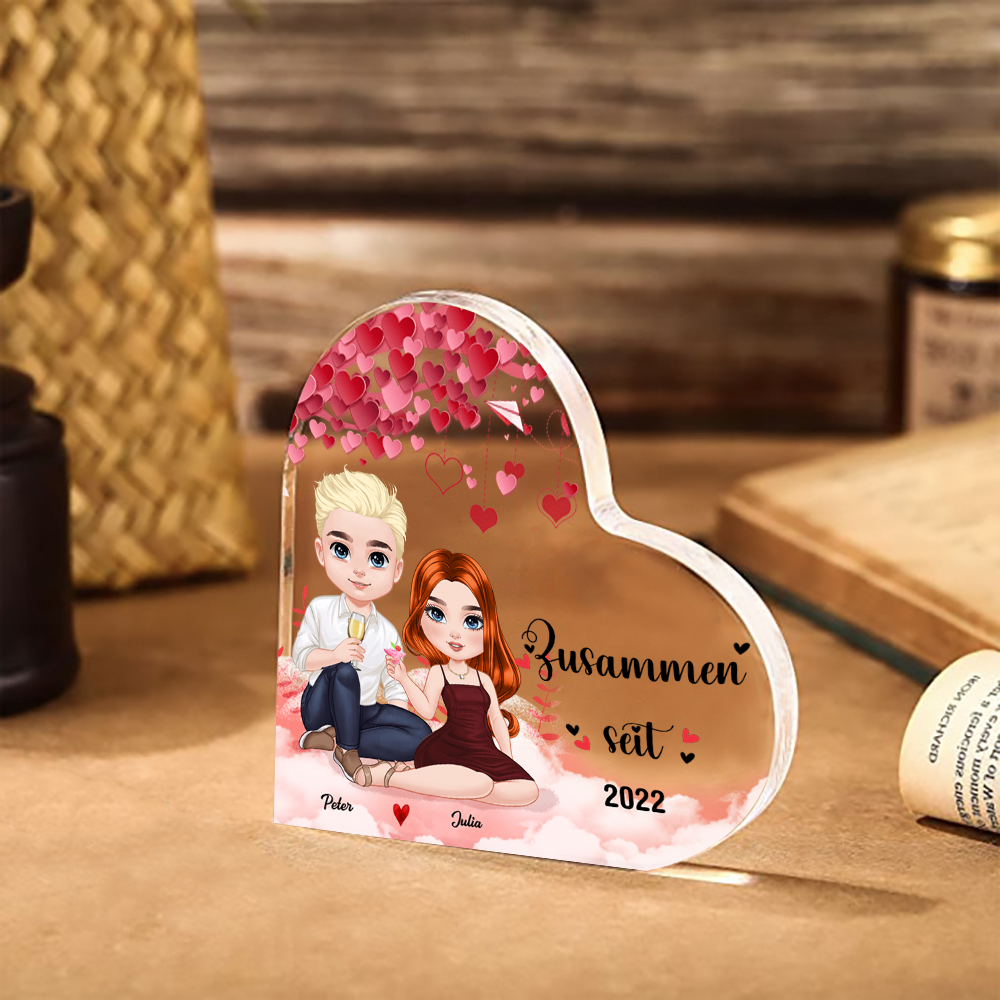 Personalisierter Text & 1 Name & Geburtsblume Herz Acryl-Deko für Oma Großmutter