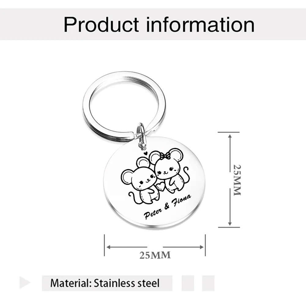 Personalisierter Text Mäusepaar Schlüsselanhänger - Mein lieber Mäuserich, hab dich ganz doch lieb - Schlüsselanhänger & Geschenkkarte Set