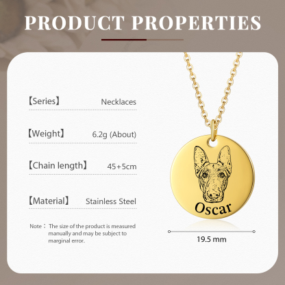 Personalisiertes 1 Foto & Name Haustier Rund Halskette in Golden/ Silber/ Rosagold