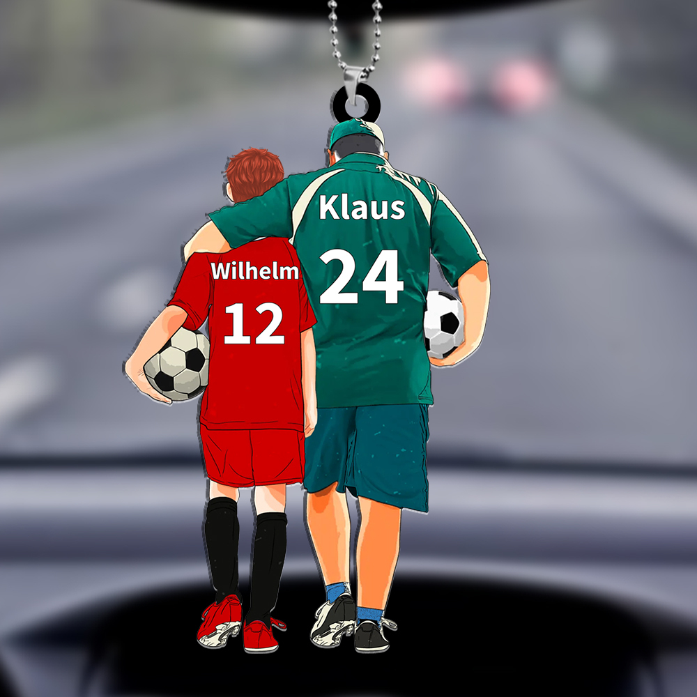 Personalisierter Acryl-Anhänger mit Fußball-Motiv für Papa & Kind