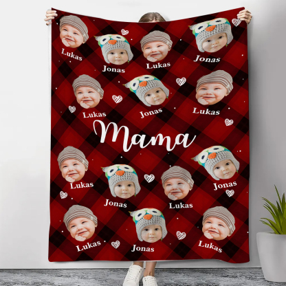 Personalisierte mit Foto & Name Flanell-Decke – Kuschelige & Herzliche Geschenkidee für Mama/Oma