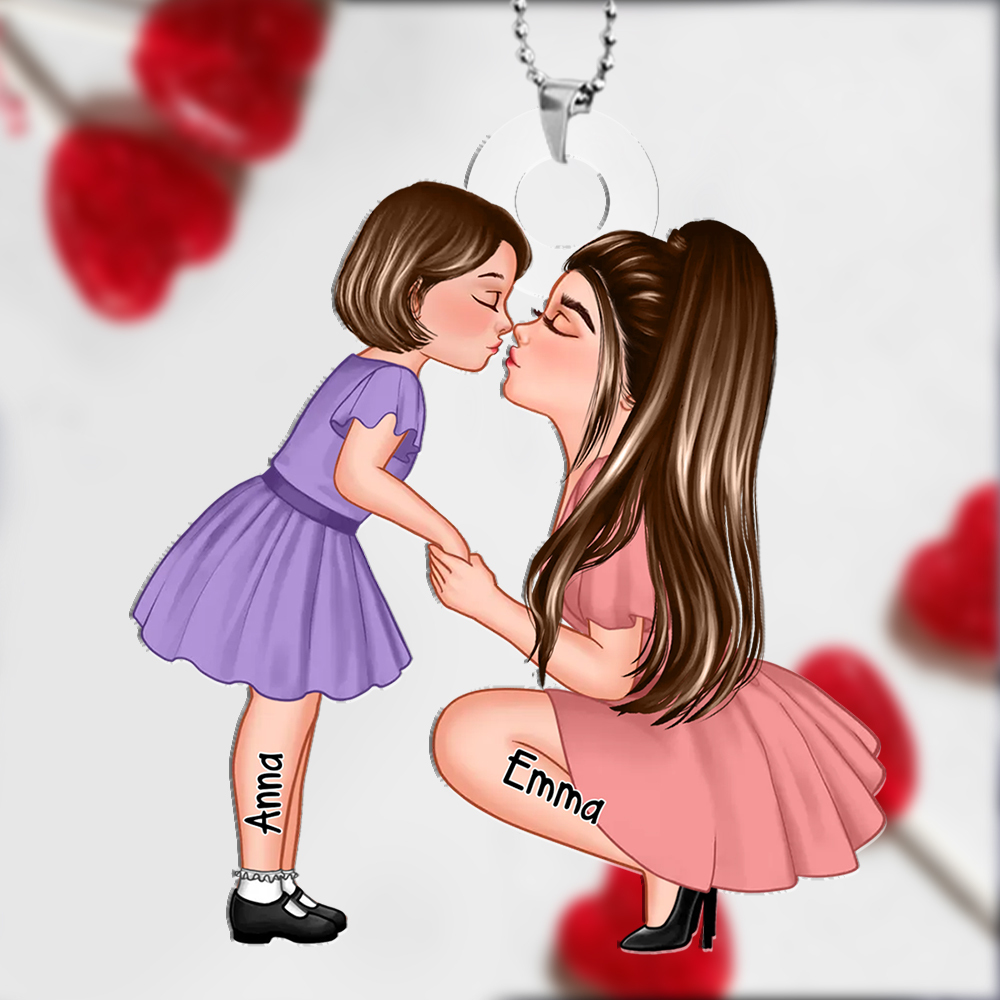 Personalisierter Schlüsselanhänger aus Acryl -Mama & Tochter