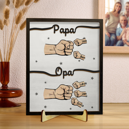 Holzbild-Personalisierte Name & Faust-Geschenk für Vater