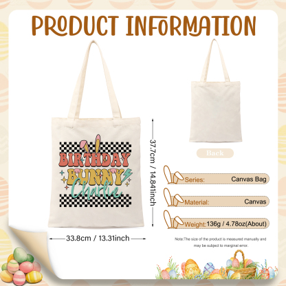 Personalisierbarer Name & Text Ostern Leinen Hase Tasche