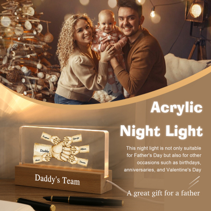 Personalisierte 6 Namen & Text PAPA Faust Nachtlicht Geschenk für Vater