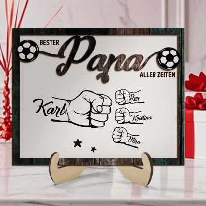 Holzbild-Personalisierte Name & Faust-Bester Papa aller Zeiten-Geschenk für Vater
