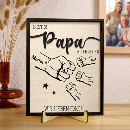 Holzbild-Personalisierte Name & Faust-Bester Papa aller Zeiten-Geschenk für Vater
